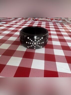 Black Crystal Accent Bangle Bracelet
